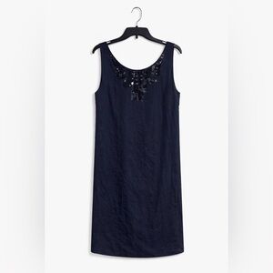 Magaschoni Black Sleeveless Embellished Shift Dress Sz16 Lined Evening Cocktail